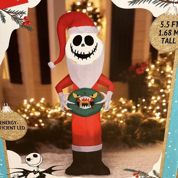 Jack Skellington Light Up Inflatable 5.5 FT Santa Nightmare Before Christmas - Picture 6 of 11